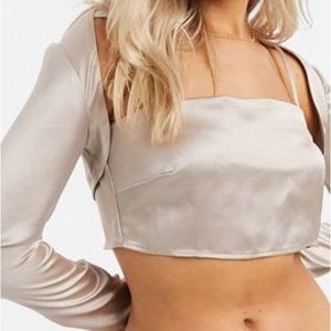 ASOS Design silk bolero and crop tank set